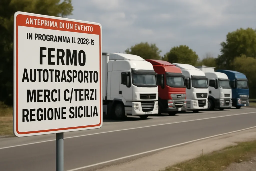 Fermo autotrasporto merci in Sicilia dal 16 al 20 ottobre 2026