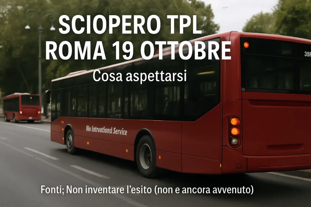 Sciopero TPL Roma: bus BUS International Service fermi il 19 ottobre