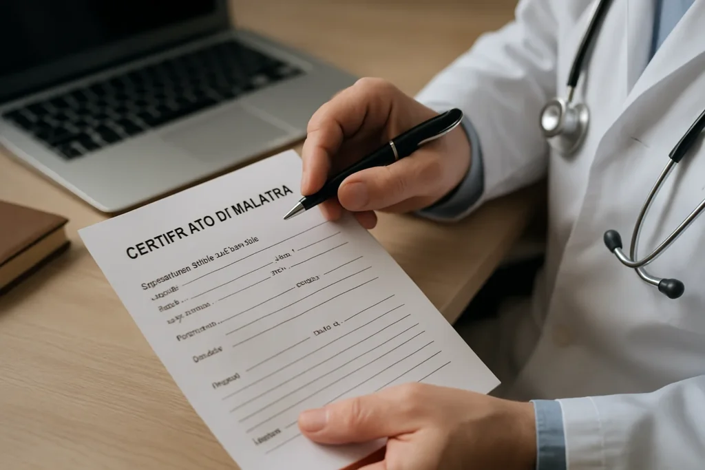 Certificato di malattia: data di inizio della prognosi e riconoscimento della prestazione previdenziale